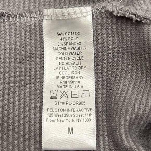 Peloton Gray Ribbed Hoodie Sweatshirt Kangaroo Pocket Long Sleeve Pullover SZ M - Picture 8 of 12